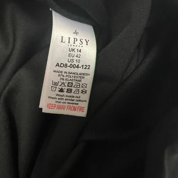 Lipsy London Black Wide Leg Trousers Pleated High Waist US 10 UK 14 - Picture 7 of 8